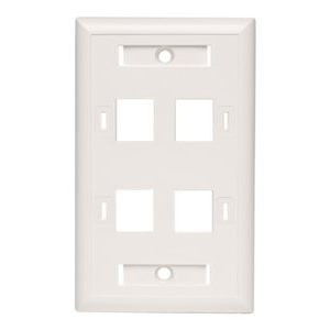 Tripp Lite   Quad Outlet RJ45 Universal Keystone Face Plate / Wall Plate faceplate TAA Compliant N042-001-04-WH