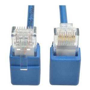 Tripp Lite   Cat6 Gigabit Snagless Molded Slim UTP Patch Cable with Right-Angle Connectors patch cable 1 ft blue N201-SR1-BL