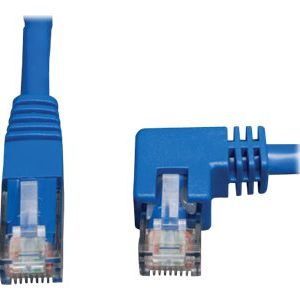 Tripp Lite   3ft Cat6 Gigabit Molded Patch Cable RJ45 Right Angle to Straight M/M Blue 3′ patch cable 3 ft blue N204-003-BL-RA