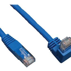 Tripp Lite   5ft Cat6 Gigabit Molded Patch Cable RJ45 Right Angle Down to Straight M/M Blue 5′ patch cable 5 ft blue N204-005-BL-DN