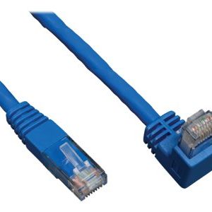 Tripp Lite   10ft Cat6 Gigabit Molded Patch Cable RJ45 Right Angle Down to Straight M/M Blue 10′ patch cable 10 ft blue N204-010-BL-DN