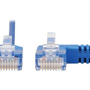 Tripp Lite   Right-Angle Cat6 Gigabit Molded Slim UTP Ethernet Cable (RJ45 Right-Angle M to RJ45 M), Blue, 1 ft. patch cable 1 ft blue N204-S01-BL-RA