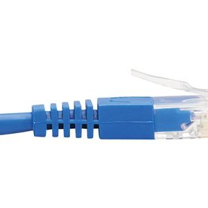 Tripp Lite   Down-Angle Cat6 Gigabit Molded Slim UTP Ethernet Cable (RJ45 Right-Angle Down M to RJ45 M), Blue, 2 ft. patch cable 2 ft blue N204-S02-BL-DN