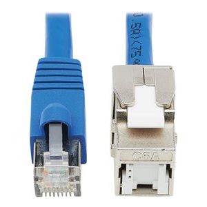 Tripp Lite   Cat6a Keystone Jack Cable Assembly Shielded, PoE+, RJ45 M/F, 18 in., Blue network extension cable 1.5 ft blue N237A-F18N-WHSH