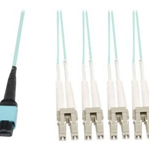 Tripp Lite   5M Fan-out Cable MTP / MPO to 8 x LC 40GbE OM3 Plenum 16ft 16′ 5 Meter patch cable 5 m aqua N844-05M-8LC-P