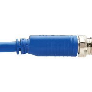 Tripp Lite   M12 X-Code Cat6a 10G F/UTP CMR-LP Shielded Ethernet Cable (Right-Angle M/M), IP68, PoE, Blue, 1 m (3.3 ft.) network cable TAA… NM12-6A3-01M-BL