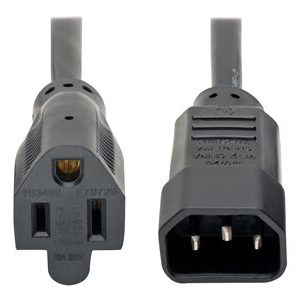 Tripp Lite   Standard Computer Power Cord 12A 16AWG C14 to 5-15R power cable IEC 60320 C14 to NEMA 5-15 2 ft P002-002