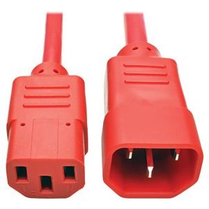 Tripp Lite   2ft Computer Power Extension Cord 10A 18 AWG C14 to C13 Red 2′ power extension cable IEC 60320 C14 to IEC 60320 C13 2 ft P004-002-ARD