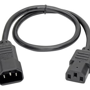 Tripp Lite   2ft Computer Power Cord Extension Cable C14 to C13 10A 18AWG 2′ power extension cable IEC 60320 C14 to IEC 60320 C13 2 ft P004-002