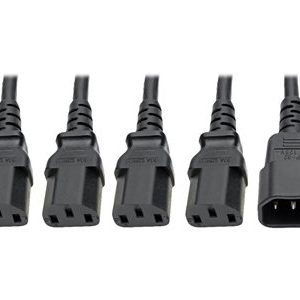 Tripp Lite   Y Splitter Computer Power Cord 10A 18AWG C14 to 4xC13 Black 18in power extension cable IEC 60320 C14 to IEC 60320 C13 1.5 ft P004-18N-4XC13