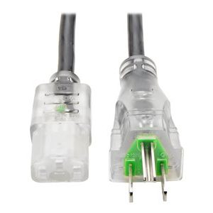 Tripp Lite   3ft Computer Power Cord Hospital Medical Cable 5-15P to C13 Clear 13A 16AWG 3′ power cable IEC 60320 C13 to NEMA 5-15P 3 ft P006-003-HG13CL