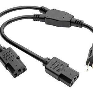 Tripp Lite   Dual IEC Power Cord Splitter Cable 5-15P to 2x IEC-320 C13 18in power cable NEMA 5-15P to IEC 60320 C13 1.5 ft P006-18N-2