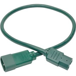 Tripp Lite   2ft Heavy Duty Power Extension Cord 15A 14 AWG C14 C15 Green 2′ power extension cable IEC 60320 C14 to IEC 60320 C15 2 ft P018-002-AGN