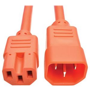 Tripp Lite   2ft Heavy Duty Power Extension Cord 15A 14 AWG C14 C15 Orange 2′ power cable IEC 60320 C14 to IEC 60320 C15 2 ft P018-002-AOR