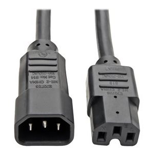 Tripp Lite   2ft Computer Power Cord Cable C14 to C15 Heavy Duty 15A 14AWG 2′ power cable IEC 60320 C15 to IEC 60320 C14 2 ft P018-002