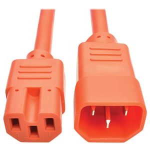 Tripp Lite   3ft Heavy Duty Power Extension Cord 15A 14 AWG C14 C15 Orange 3′ power cable IEC 60320 C14 to IEC 60320 C15 3 ft P018-003-AOR