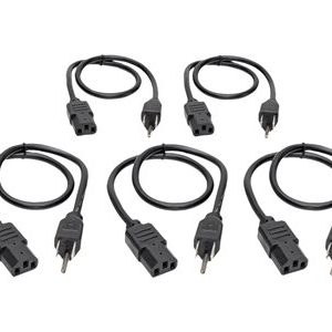 Tripp Lite   2ft Computer Power Cord Cable 5-15P to C13 10A 18AWG 2′ 5-pack 5pc power cable IEC 60320 C13 to NEMA 5-15 2 ft P030-002-5