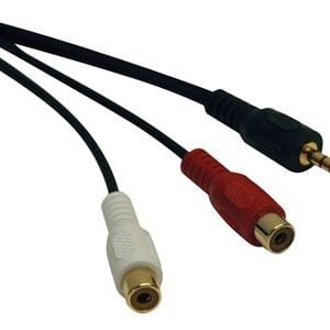 Tripp Lite   6in Mini Stereo to 2RCA Audio Y Splitter Adapter Cable 3.5mm 2xF/M 6″ audio adapter 6 in P315-06N