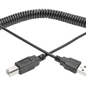 Tripp Lite   10ft Hi-Speed USB 2.0 to USB B Cable Coiled USB A-B M/M 10′ USB cable USB to USB Type B 10 ft U022-010-COIL