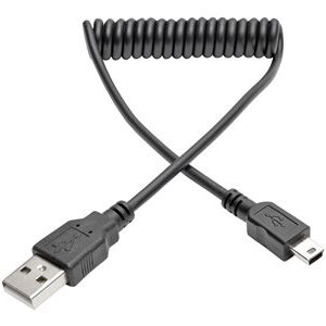 Tripp Lite   6ft Hi-Speed USB 2.0 to Mini-B Cable Coiled USB A-Mini-B M/M 6′ USB cable USB to mini-USB Type B 6 ft U030-006-COIL