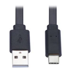 Tripp Lite   USB-A to USB C Cable Flat USB 2.0 M/M Thunderbolt 3 Black 3ft USB-C cable USB to USB-C 3 ft U038-003-FL