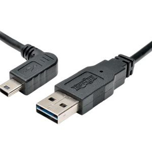 Tripp Lite   3ft USB 2.0 High Speed Cable Reversible A to Left Angle 5Pin Mini B M/M 3′ USB cable mini-USB Type B to USB 3 ft UR030-003-LAB