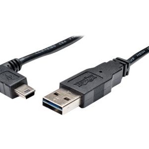 Tripp Lite   3ft USB 2.0 High Speed Cable Reversible A to Right Angle 5Pin Mini B M/M 3′ USB cable mini-USB Type B to USB 3 ft UR030-003-RAB