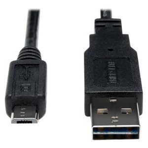Tripp Lite   1ft USB 2.0 High Speed Cable 28/24AWG Reversible A to 5Pin Micro B M/M 1′ USB cable Micro-USB Type B to USB 1 ft UR050-001-24G