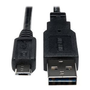 Tripp Lite   1ft USB 2.0 High Speed Cable Reversible A to 5Pin Micro B M/M 1′ USB cable Micro-USB Type B to USB 1 ft UR050-001