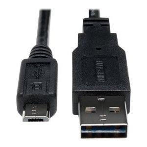 Tripp Lite   3ft USB 2.0 High Speed Cable Reversible A to 5Pin Micro B M/M 3′ USB cable Micro-USB Type B to USB 3 ft UR050-003
