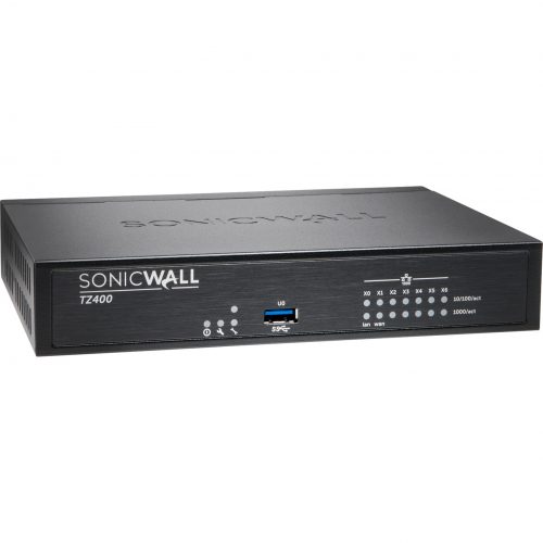 SonicWall  TZ400 GEN5 Firewall Replacement With AGSS 7 Port10/100/1000Base-TGigabit EthernetDES, 3DES, MD5, SHA-1, AES (128-bi… 01-SSC-1358