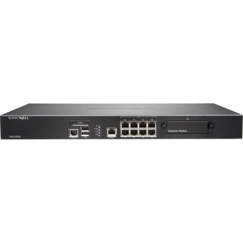 SonicWall  NSA 2600 Network Security/Firewall Appliance8 Port10/100/1000Base-TGigabit EthernetDES, 3DES, AES (128-bit), AES (192-… 02-SSC-1061