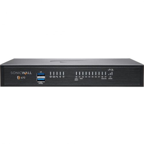 SonicWall  TZ670 Network Security/Firewall Appliance8 Port10/100/1000Base-T, 10GBase-X10 Gigabit EthernetDES, 3DES, MD5, SHA-1, A… 02-SSC-2837