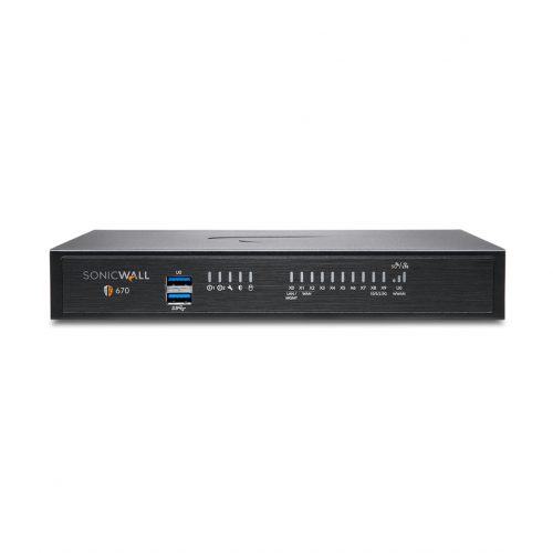 SonicWall  TZ670 Network Security/Firewall Appliance8 Port10/100/1000Base-T, 10GBase-X10 Gigabit EthernetDES, 3DES, MD5, SHA-1, A… 02-SSC-2837