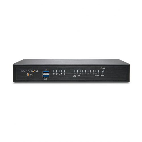 SonicWall  TZ670 Network Security/Firewall Appliance8 Port10/100/1000Base-T, 10GBase-X10 Gigabit EthernetDES, 3DES, MD5, SHA-1, A… 02-SSC-5659