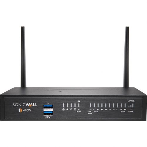 SonicWall  TZ470W Network Security/Firewall Appliance8 Port10/100/1000Base-T2.5 Gigabit EthernetWireless LAN IEEE 802.11acDES,… 02-SSC-7277