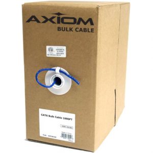 Axiom Memory Solutions  CAT6 23AWG 4-Pair Solid Conductor 550MHz Bulk Cable Spool 1000FT (Gray)Category 6 for Network Device1000 ftBare WireBar… C6BCS-G1000-AX