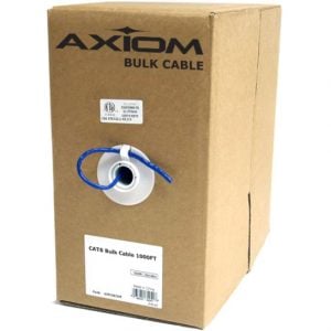 Axiom Memory Solutions  CAT6 23AWG 4-Pair Solid Conductor 550MHz Bulk Cable Spool 1000FT (Black)Category 6 for Network Device1000 ftBare WireBa… C6BCS-K1000-AX