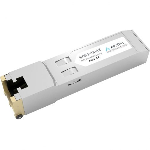 Axiom Memory Solutions  1000BASE-T SFP Transceiver for Red LionNTSFP-TXFor Optical Network, Data Networking1 x 1000Base-T NetworkOptical FiberGiga… NTSFP-TX-AX