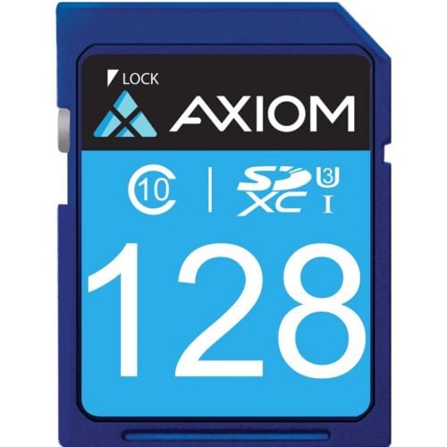 Axiom Memory Solutions  128GB SDXC Class 10 (UHS-I U3) Flash Card95 MB/s Read30 MB/s Write Warranty SDXC10U3128-AX