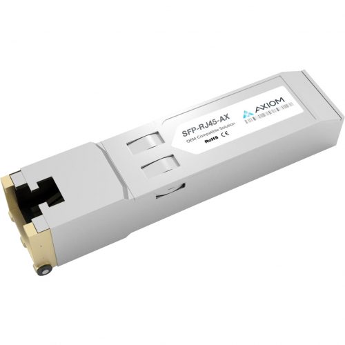 Axiom Memory Solutions  1000BASE-T SFP Transceiver for DatacomSFP-RJ45For Data Networking1 x 1000Base-TCopper128 MB/s Gigabit Ethernet1 Gbit/s SFP-RJ45-AX