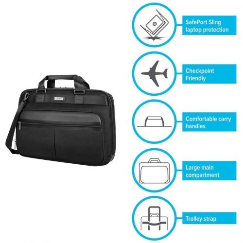 Targus Mobile Elite TBT045US Carrying Case (Briefcase) for 15″ to 16″ NotebookBlack, GrayWater Resistant BottomPolyester BodyTrolle… TBT045US