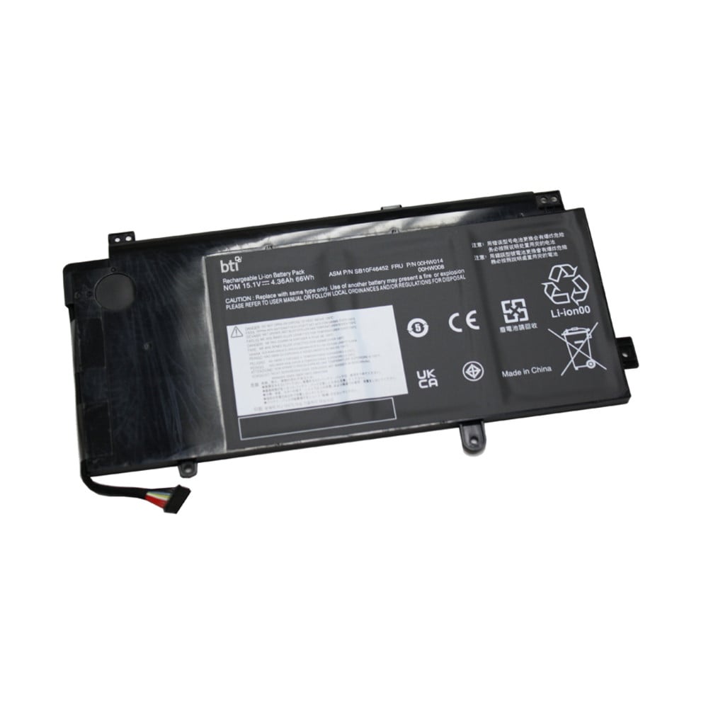 Battery Technology BTI For Notebook Rechargeable4407 mAh67 Wh15.20 V 00HW008-BTI