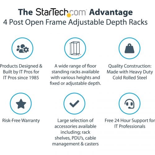 Startech .com 8U 19″ Open Frame Server RackCompact, 4 Post, Adjustable Depth (22 to 40″)Mobile Network RackHP ProLiant ThinkServer -… 4POSTRACK8U