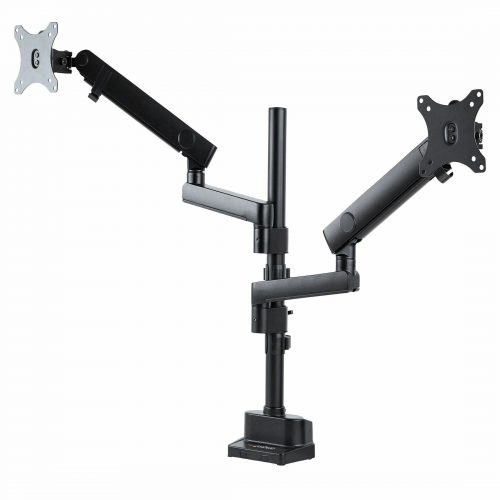 Startech .com Desk Mount Dual Monitor Arm, Height Adjustable Full Motion Monitor Mount for 2x VESA Displays up to 32″/17lb, Stackable Arms -… ARMDUALPIVOT