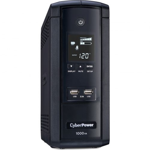 Cyber Power BRG1000AVRLCD Intelligent LCD UPS Systems1000VA/600W, 120 VAC, NEMA 5-15P, Mini-Tower, 10 Outlets, LCD, Panel® Pers… BRG1000AVRLCD