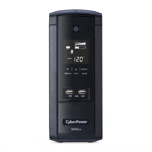 Cyber Power BRG1000AVRLCD Intelligent LCD UPS Systems1000VA/600W, 120 VAC, NEMA 5-15P, Mini-Tower, 10 Outlets, LCD, Panel® Pers… BRG1000AVRLCD