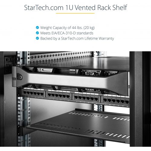 Startech .com 1U Vented Server Rack Cabinet ShelfFixed 16″ Deep Cantilever Rackmount Tray for 19″ Data/AV/Network Enclosure w/Cage Nuts -… CABSHELF116V