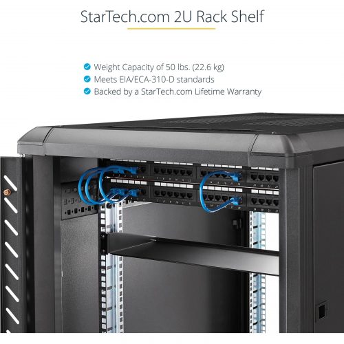 Startech .com 2U 22in Rack Mount Cantilever ShelfFixed Server Rack Cabinet Shelf50lbs / 22kgAdd a sturdy, 22in depth fixed shelf into… CABSHELF22