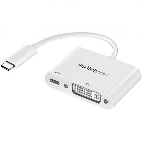 Startech .com USB C to DVI Adapter with 60W Power Delivery Pass-Through1080p USB Type-C to DVI-D Video Display ConverterWhiteUSB-C (… CDP2DVIUCPW